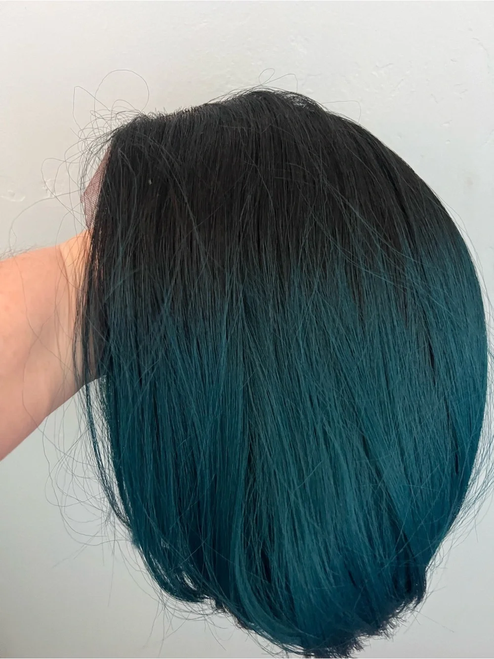 Short Ombre Teal-Black Synthetic Bob Wig for Women